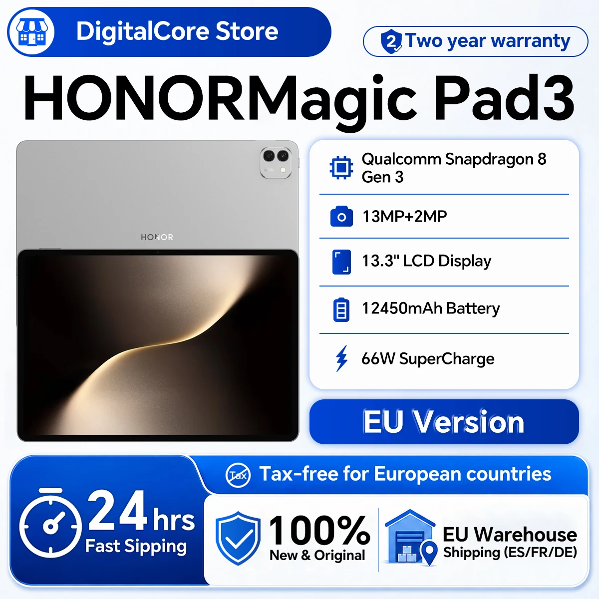 Image of HONOR MagicPad 3 Tablet Globale Version 13,3'' 3K LCD 165Hz Display Pad Snapdragon 8s Gen 3 12450mAh Akku Android 15