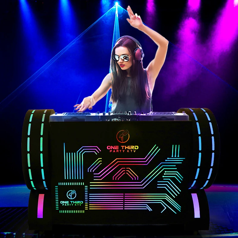 

DJ table with LED lights, special mobile DJ table for music concerts, bar table, Abyss home-use high-legged long table