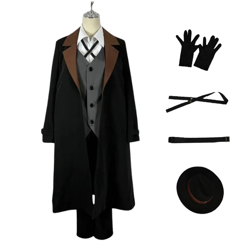 g'7,n\5;e,8\v,5/Anime Bungou Stray Dogs Nakahara Chuuya Cosplay Costume Wig Hat Glove Jacket Pants Female Dazai Cosplaf;4'v.7/n\ view 5