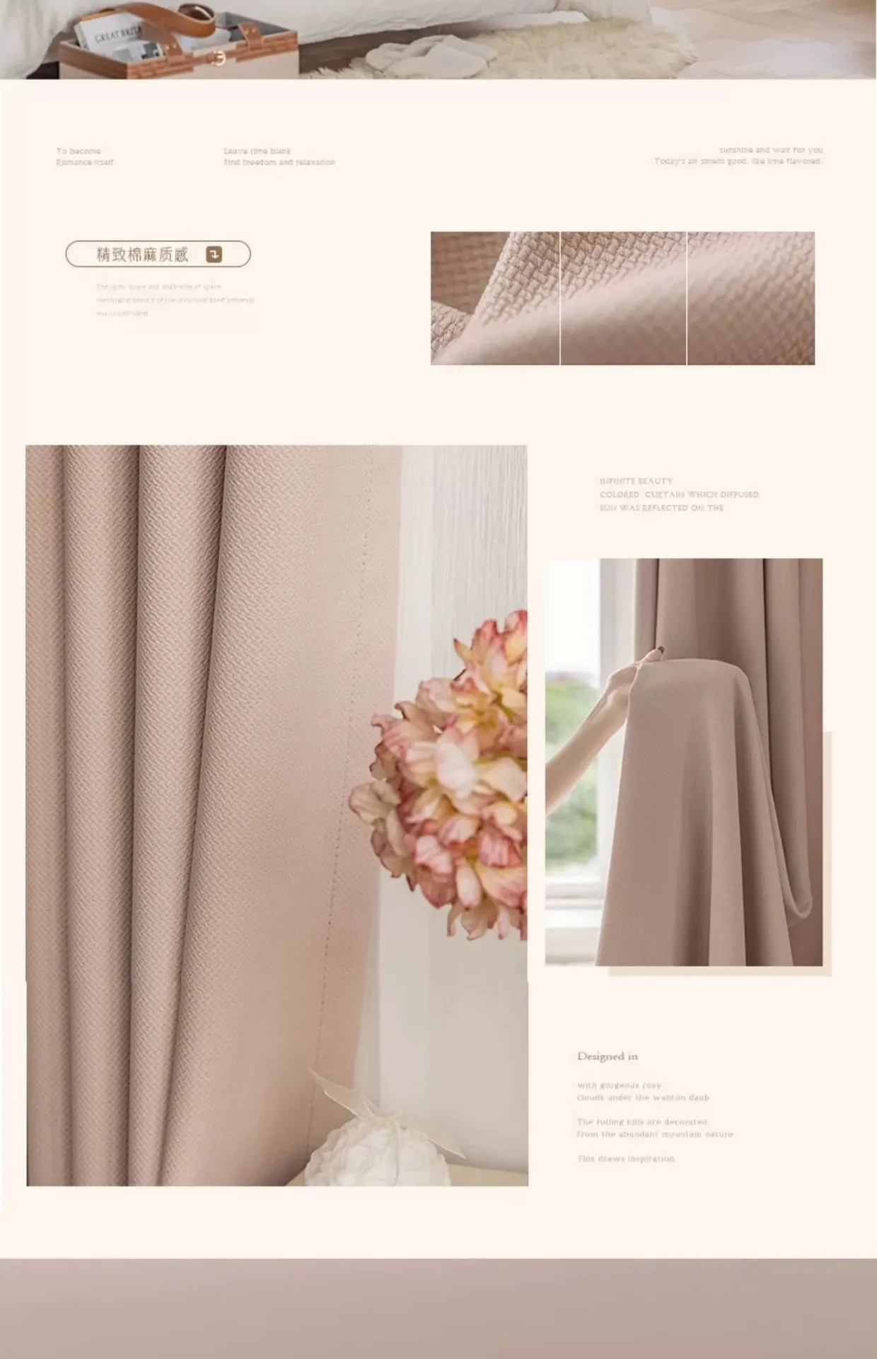 Moderne, schlichte, cremefarbene Wind-Verdunkelungsvorhänge für Wohnzimmer, Esszimmer, Schlafzimmer, Fenster, Sonnenschutz, Vorhang aus Baumwolle und Leinen – Detail 16