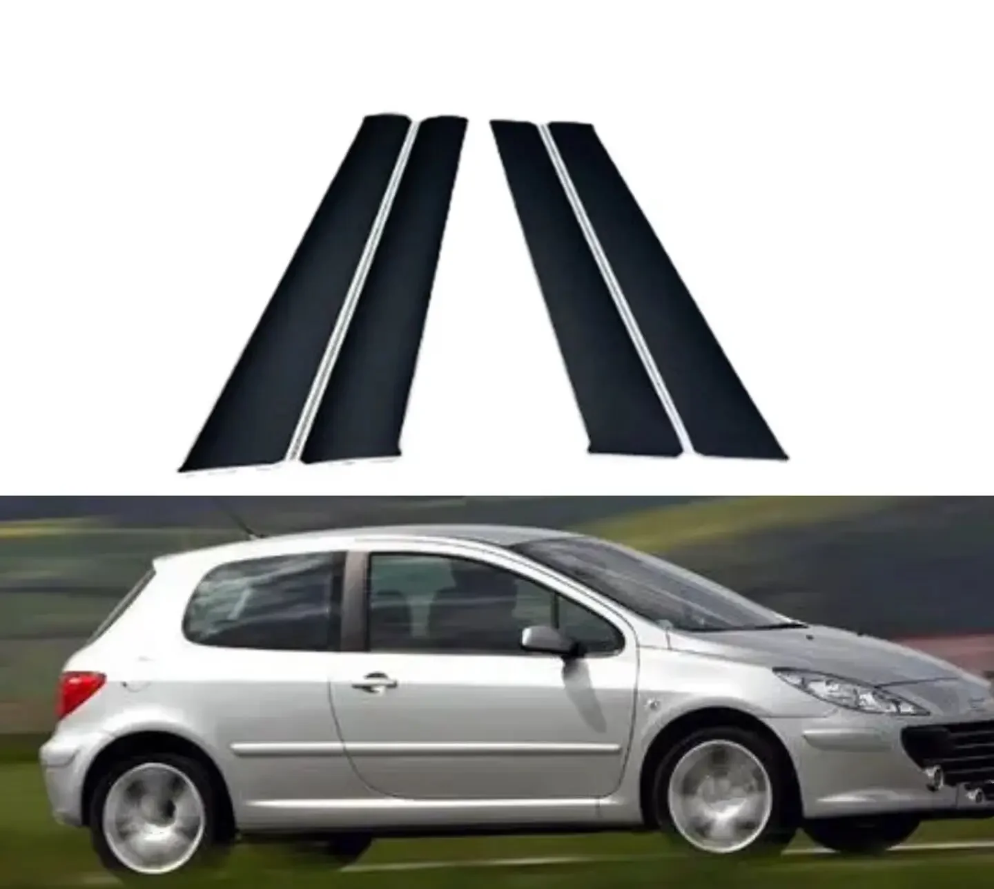 

4Pcs Glossy Black Pillar Posts For Peugeot 307 2001 2002 2003 2004 2005 2006 2007 2008 Door Side Window Cover BC Column Sticker