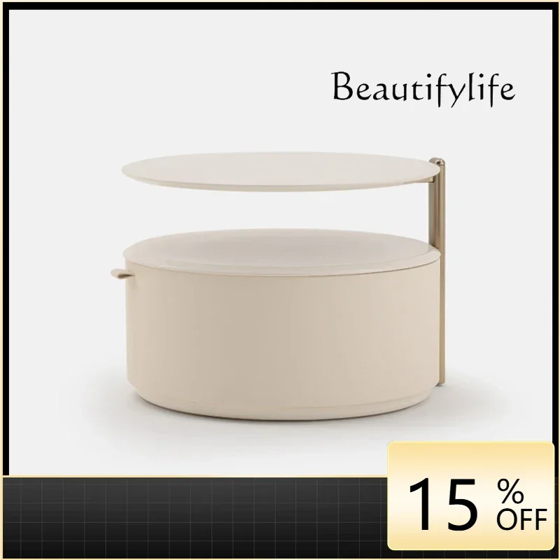 V Italian Minimalist Bedside Table Designer Light Luxury Master Bedroom Storage Bedside Cabinet Model Room Furniture Leather Ar