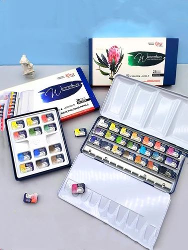 Imagen 2 del producto Acuarela sólida de 2,5 ml, bloque completo, 60 colores opcionales, pintura de acuarela de artista, nivel maestro, obra de pintura de acuarela, suministros de arte