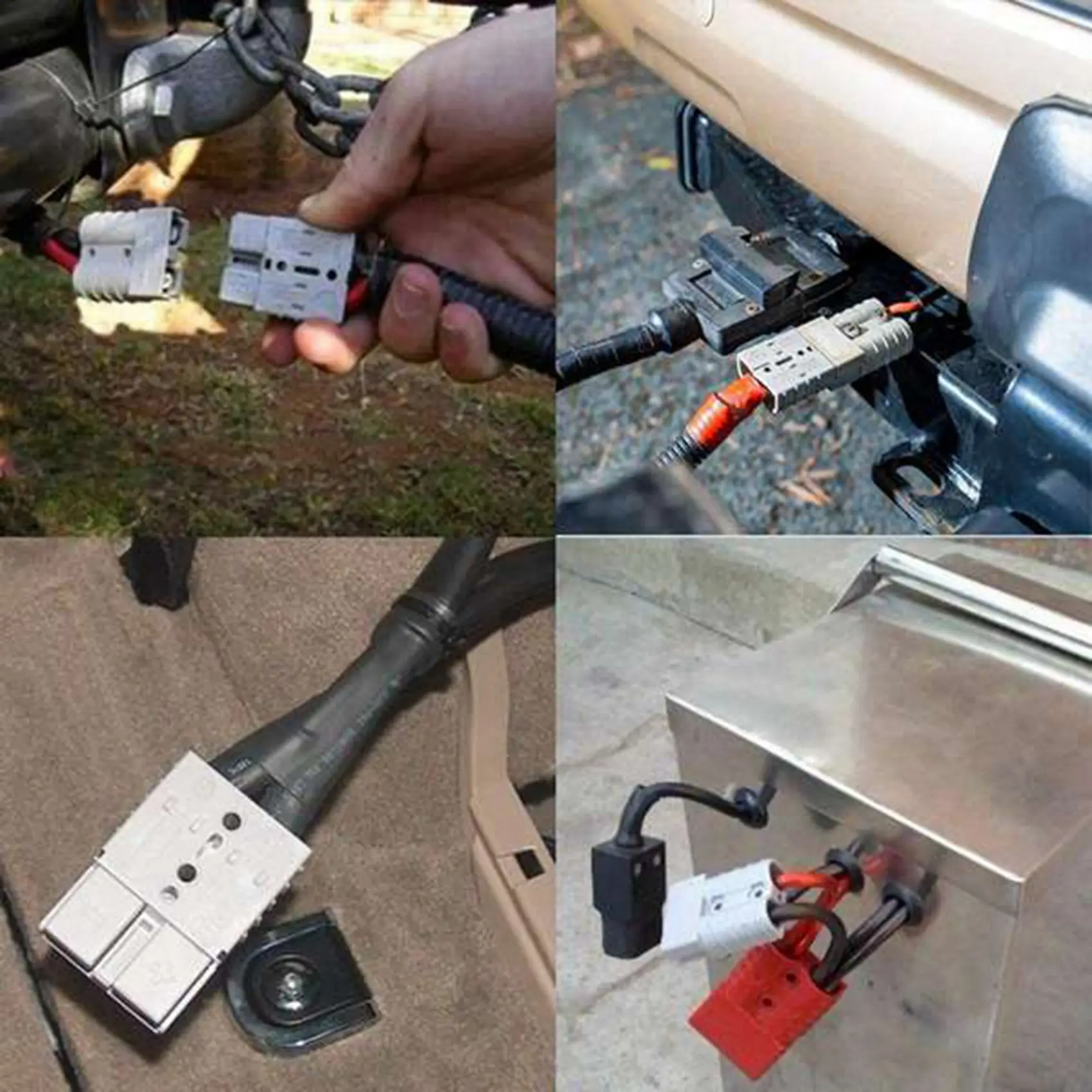 موصلات قابس لنمط أندرسون ، أداة كهربائية مطلية 6AWG ، مقابس طرفية صلبة ، رمادي ، 6AWG ، 12AWG ، 50A ، 57a ، V ، 6AWG