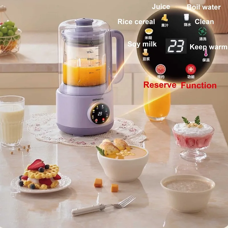 Mini máquina de leite de soja, 1,1l, espremedor elétrico doméstico, 12h, nomeação, quebra de parede, aquecimento, cozinhar, misturador de alimentos, automático, manter aquecido