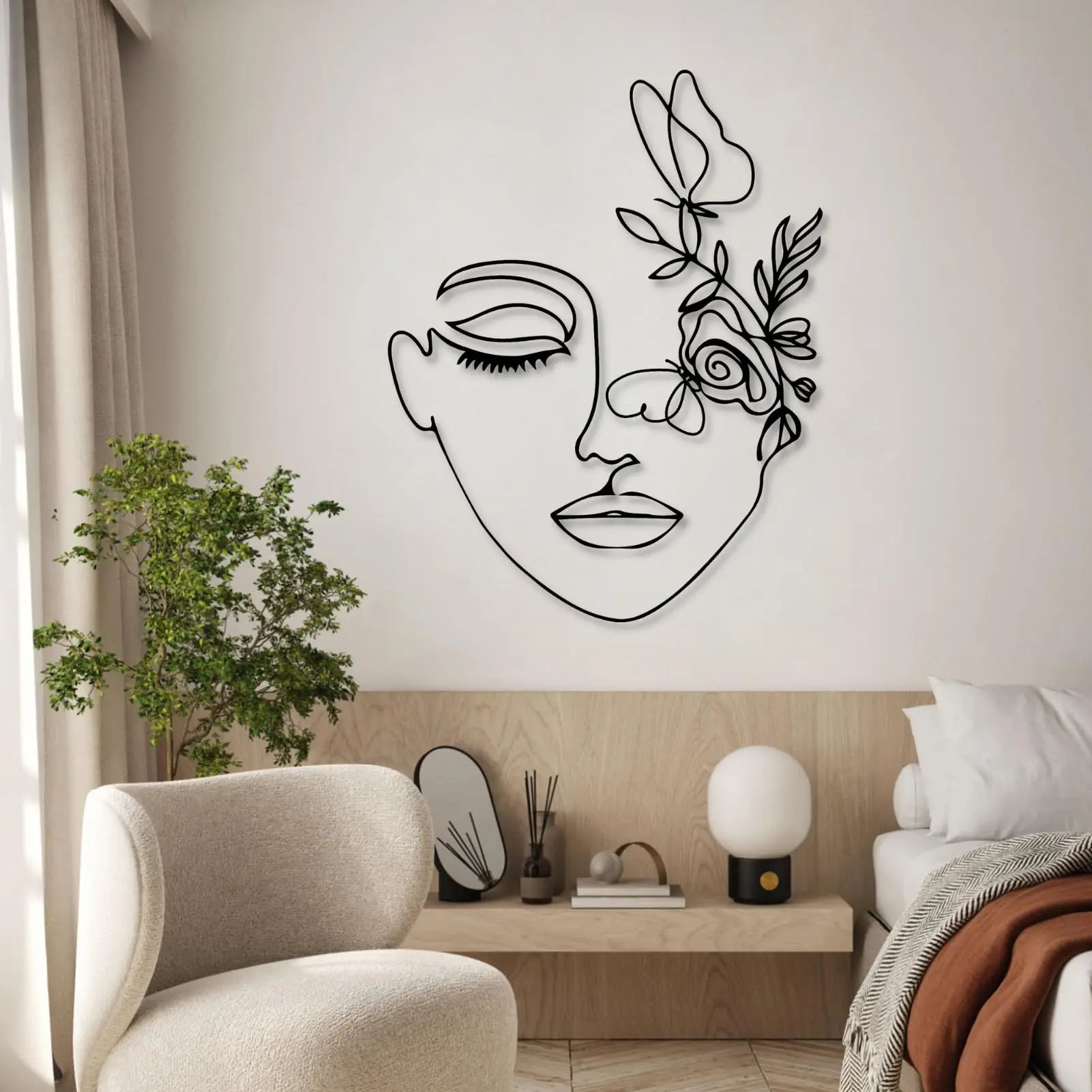 Beauty Metal Abstract Wall Art, Line Art Wall Hangings Decoration, Metal Wall Decor For Home Office Living Room Bedroom Decorati