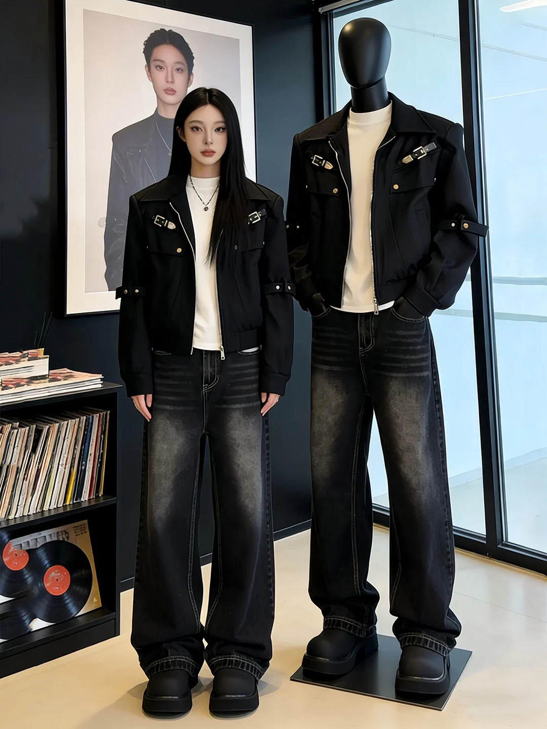 

Мужские джинсы Waed Denim Spring: широкие прямые брюки в американском стиле, повседневные, для подростков и молодежи, свободные, удобные, весенние