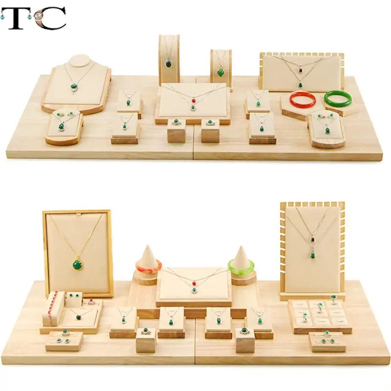 Jewelry Props Display Stand Wooden Combination Window Counter Set Necklace Holder Ring Showing Rack