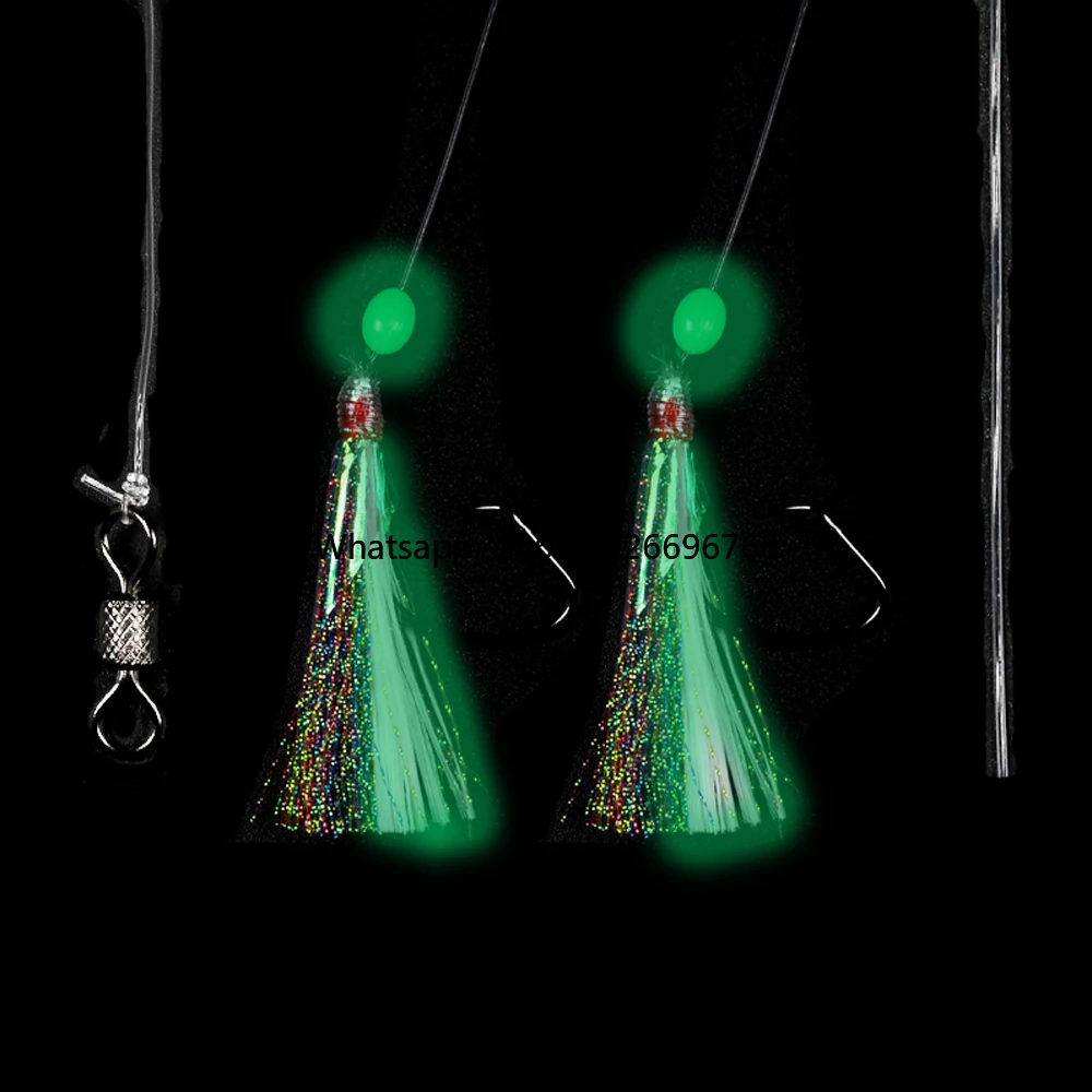 

Wholesale 5/0 Sea Fishing Snapper Surf Rig Beak Circle Hook Sabiki Rig Flasher Fishing Rig Luminous Glowing manufacturer