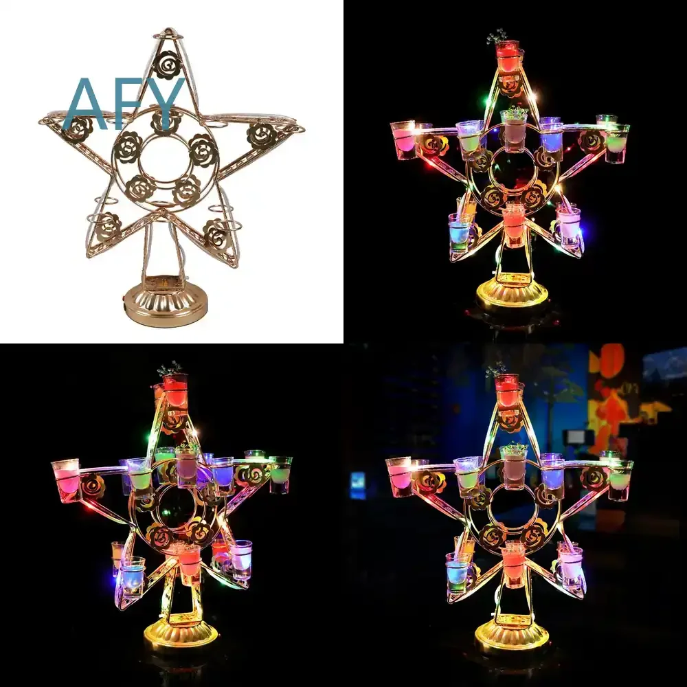 Luminous Pentagram Cup Holder for Cocktail Champagne Fighting Game Party Decor Luminous Entertainment Bar Accessory Nightclub