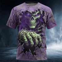 Men's Halloween horror 3D T-shirt 3D printed pattern summer O-neck short sleeved loose street casual clothing