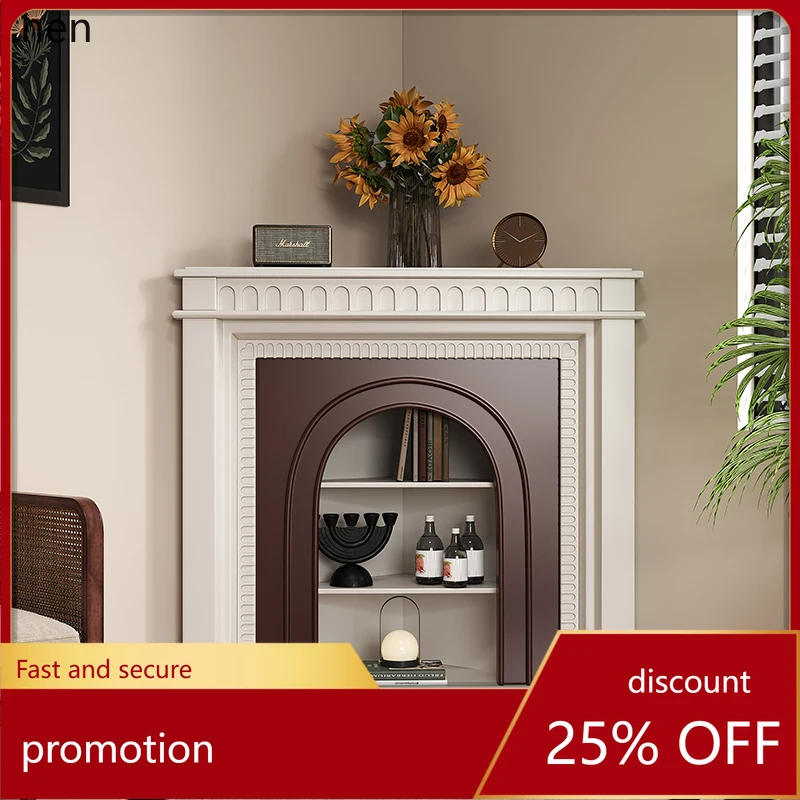 

YFY Solid Wood Irregular Corner Fireplace Cabinet Decorative Cabinet Living Room Corner Side Cabinet Entryway
