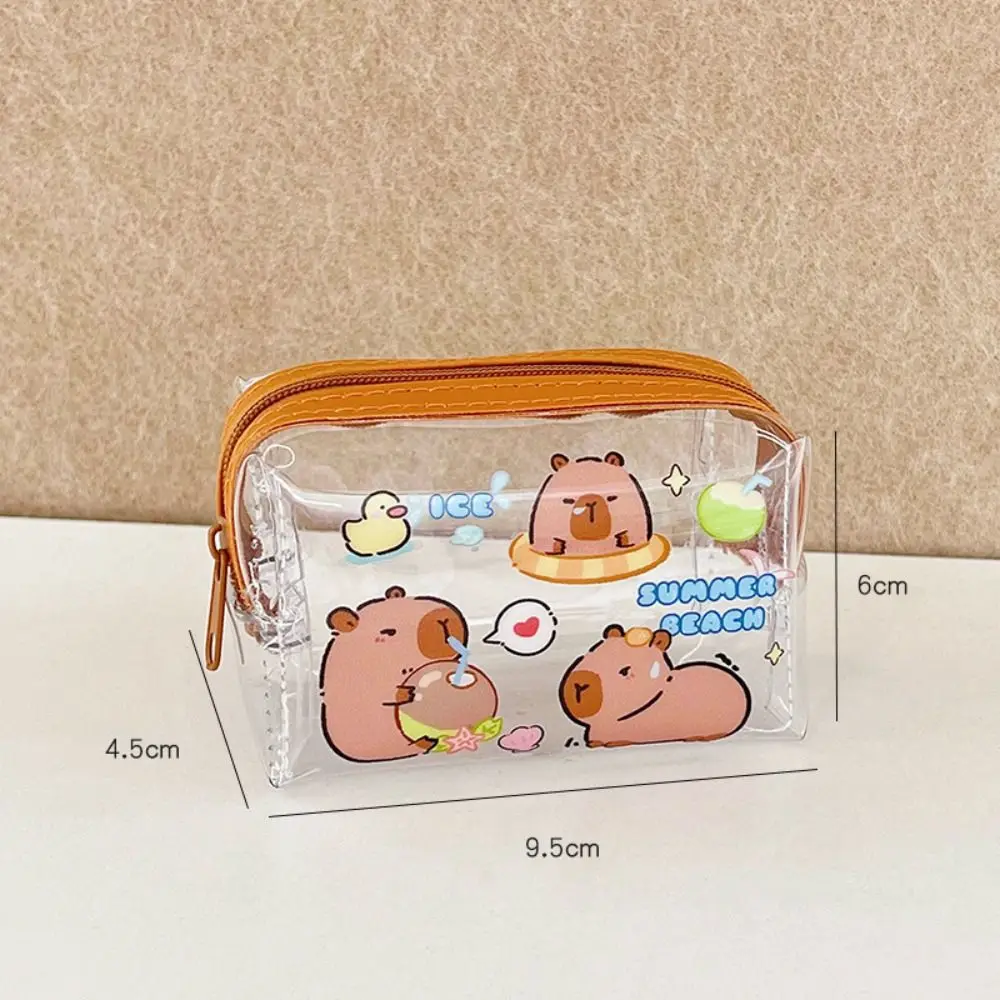

Cute PVC Transparent Coin Purse Smooth Zipper Storage Pouch Storage Bag Cartoon Makeup Bag