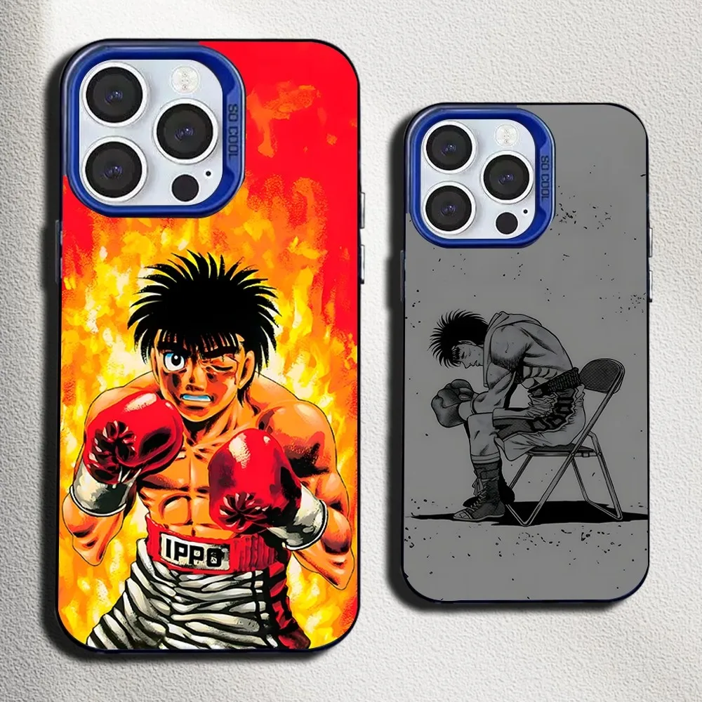 

Boxing H-Hajime no Ippo Phone Case For iPhone 16,15,14,13,12,11,Mini,Pro,SE,MAX Blue Matte Silicone Cover