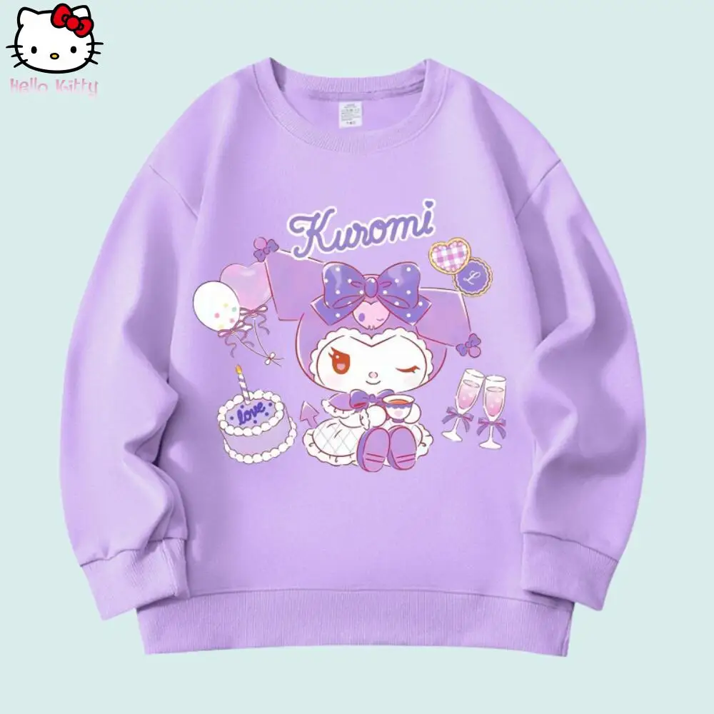 

Anime Sanrio Cinnamoroll Girls' Sweet Round Neck Sweatshirt Kawaii Melody Loose Casual Tops Cartoon Suitable for Girls' Clothes