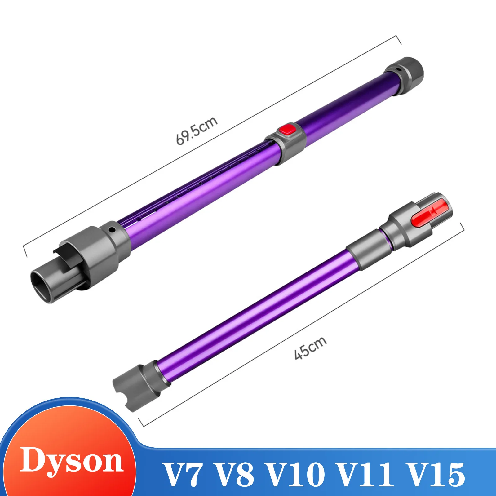 Tige d'extension télescopique Tube droit pour aspirateur sans fil Dyson V7 V8 V10 V11, accessoires de tige d'extension baguette violette