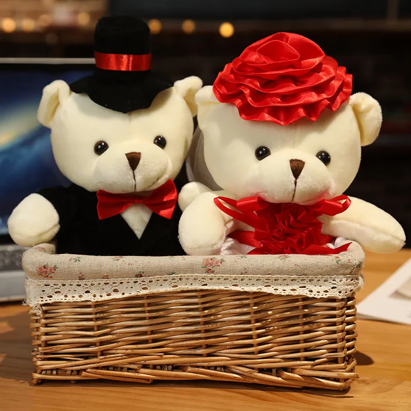 

Wedding Car Decor Teddy Bear Pair Bride Groom Plush Dolls for Wedding Decorations Wedding Car Topper Car Bonnet Decor Plush Dol