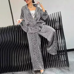 2 Piece Women Sets 2025 New Arrival Spring Aummer Leopard Matching Sets Two Pieces Sets Top And Pants Suits Outfits Clothing