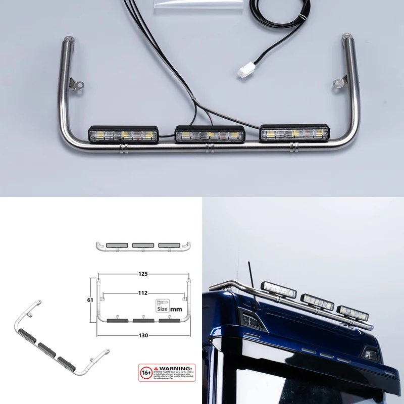 

Front Roof Spotlight DIY Parts for 1/14 Tamiya RC Truck Trailer Tipper Scania 770s Benz Actros Volvo MAN LESU Car Accessories