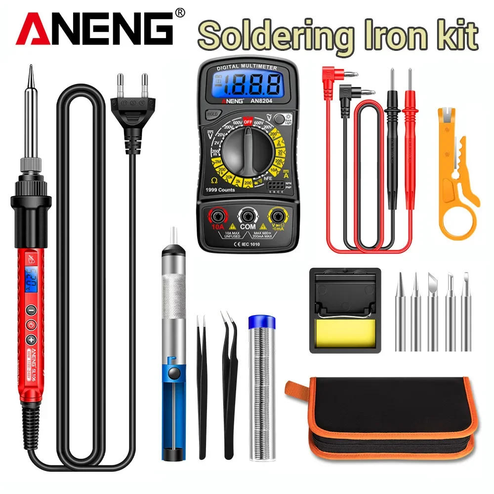 

Electric Soldering Iron Digital Display Adjustable Temperature ANENG SL106 60W Professional Welding Solder Set Tools 110V/220V