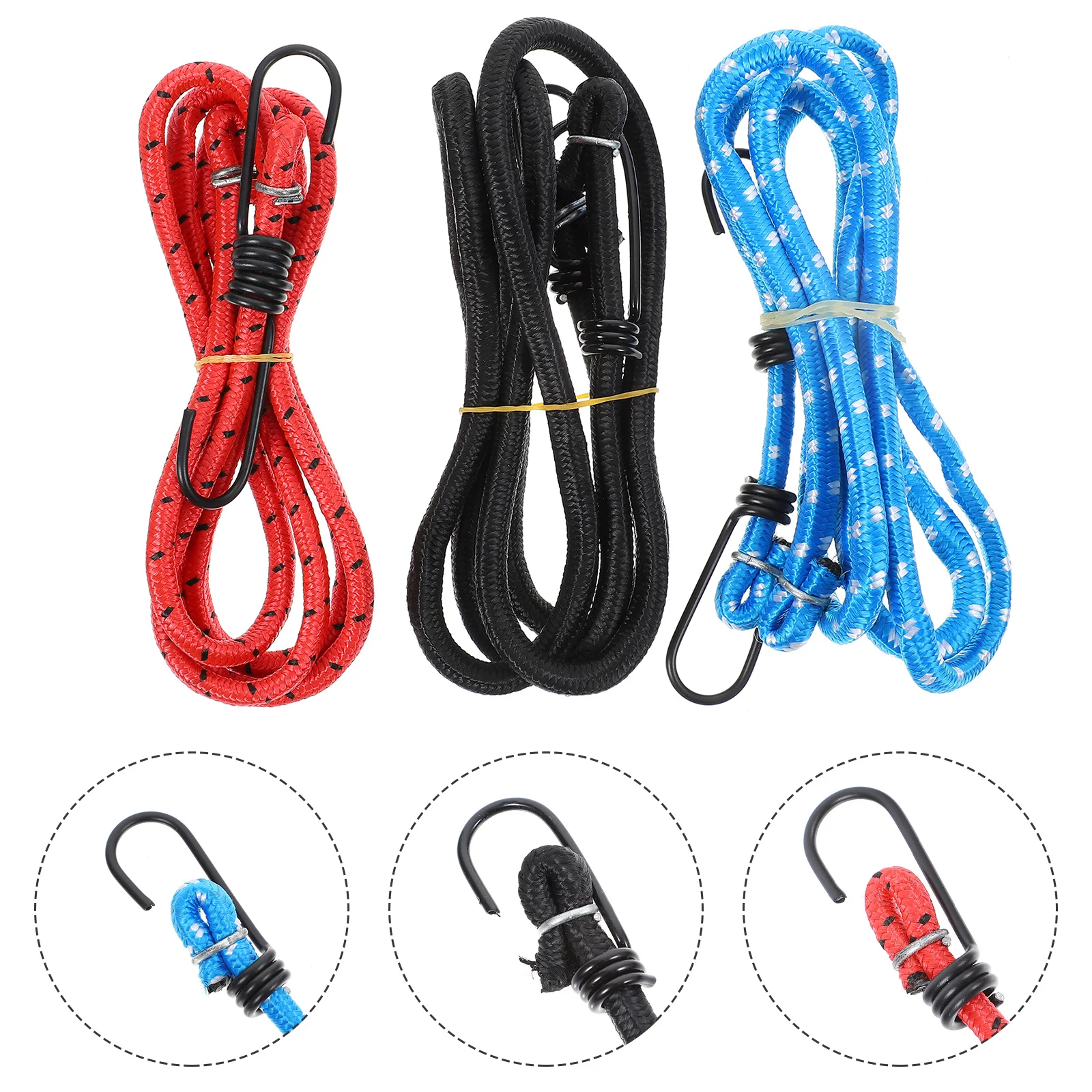 

3pcs Luggage Binding Straps Elastic Bungee Cords Cargo Tie-Down Motorcycle Bike Trunk Shelf Fixed Rope High Grade Load Bearing