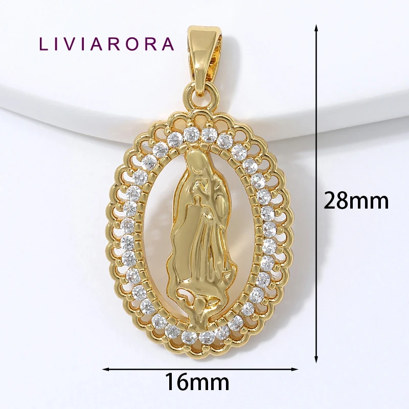 1/2/3Pcs 18K Gold Plated Brass Virgin Mary Pendant For Jewelry Making,Oval Guadalupe Religious Charms For DIY Necklace Materials