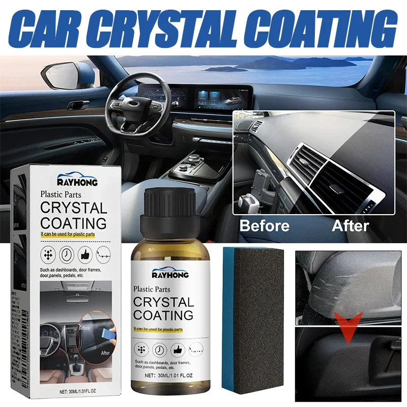 Plastics Parts Crystal Coating Plastics Trim Restorer for Cars Maintenance Agent Durable Car Plastics Restorer Sponge Waterproof