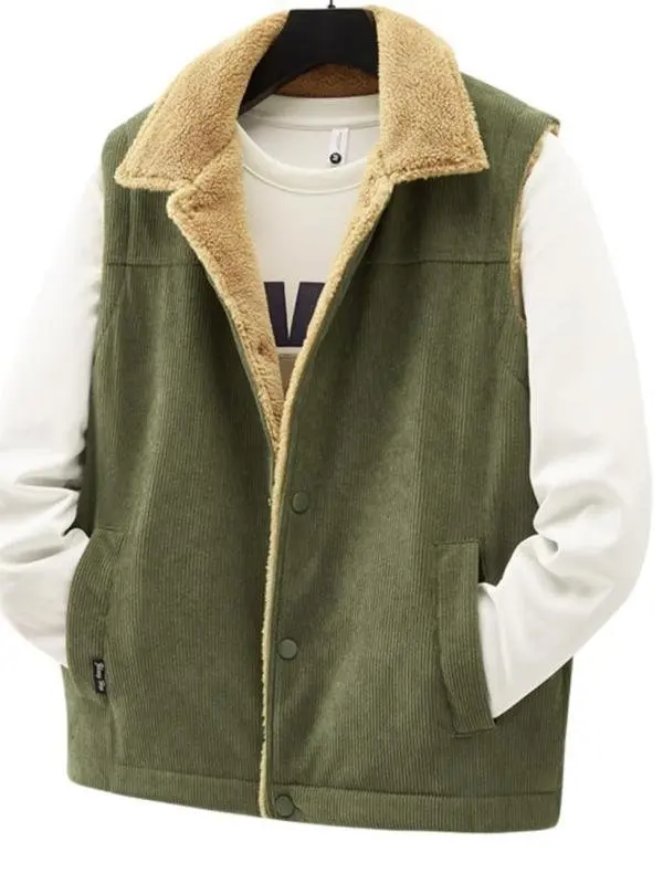 

Thiened вельветовый мужской жилет осень-зима теплый воротник с клапаном модная верхняя одежда молодежная стандартная посадка Bal верхняя одежда