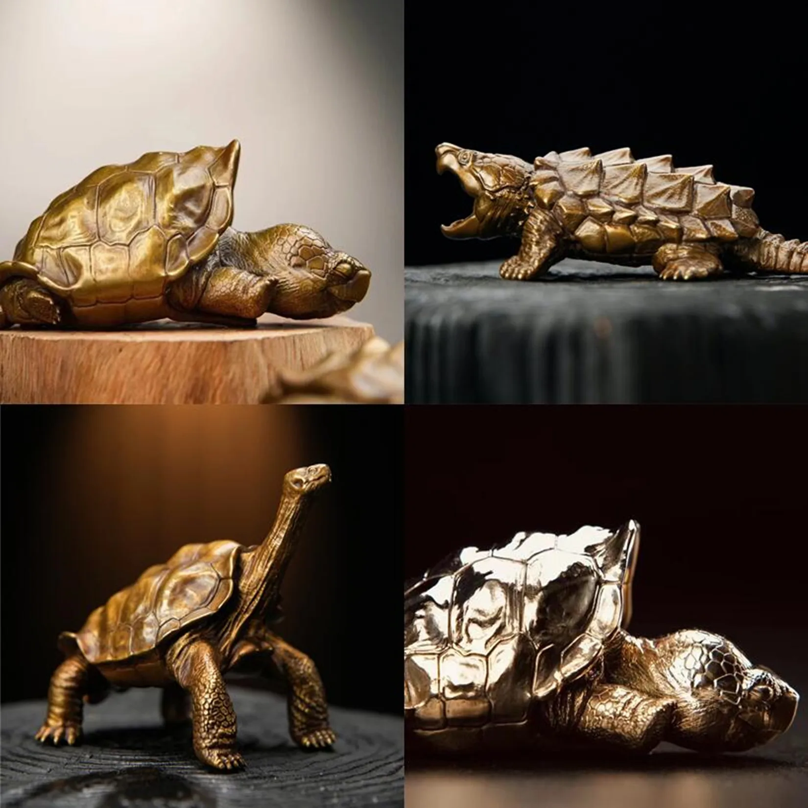 

Bronze Turtle Ornament Model Galapagos Giant Tortoise Snapping Turtle Chelydra Osceola Chinemys Animal Collector Decor Gift