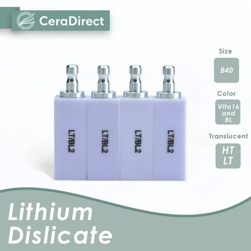 Imagen 1 del producto Bloques de disilicato de litio de 4 piezas (vidrio cerámico) de alta transparencia -B40-HT/LT para laboratorio dental CAD/CAM