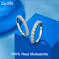 100% Moissanite Wedding Band Sterling Silver Wedding Rings VVS1 Diamond Half Eternity Stackable Ring for Women 0.5CT 0.7CT 1CT