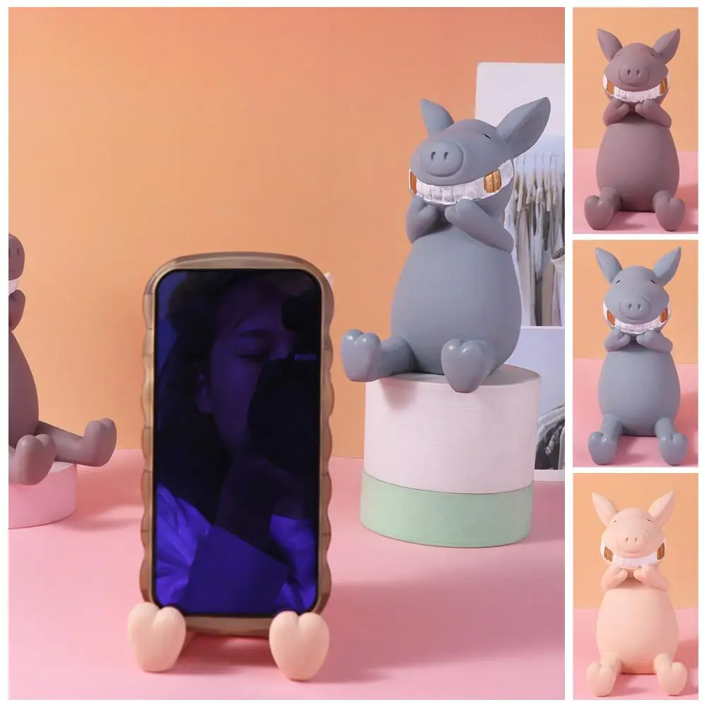 

Resin Cartoon Phone Holder Anti-slip Figure Toys Pig Mobile Phone Stand Portable DIY Crafts Cell Phone Bracket Phone Accessories