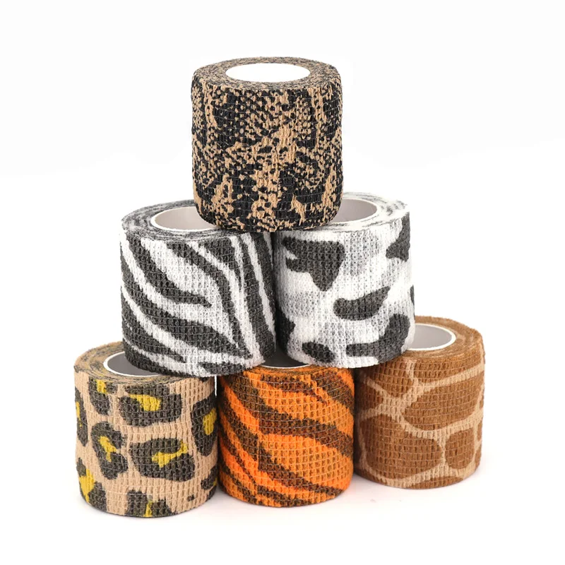 1/2/6 pcs Animal Printed Self Adhesive Tattoo Elastic Bandage 4.5m Sports Wrap Tape for Finger Joint Knee First Aid Kit Pet Tape