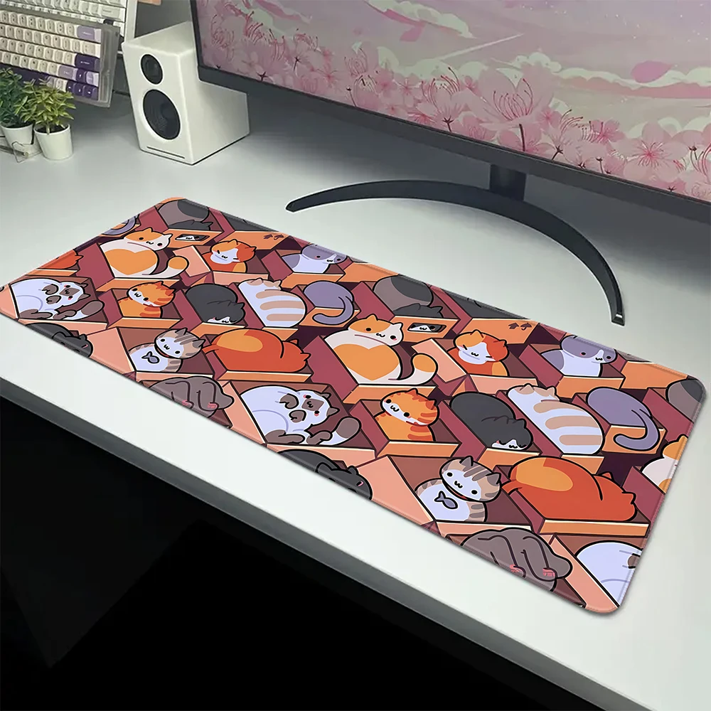 

Computer Mousepad Keyboard Mat Cute Cat MouseMat XXL 100x50cm Rubber Desk Mat Office Mousepads Non-Slip Kawaii Mats Table Carpet
