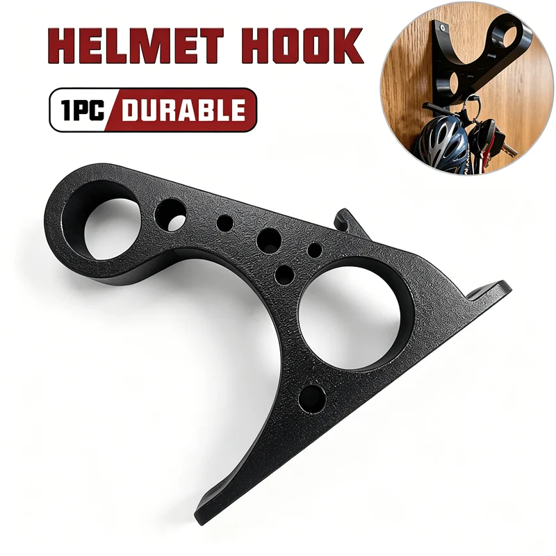 Black Plastic Helmet Wall Mount Holder, Sturdy Durable Rack, Secure Hold Full Face Helmet Without Scratches, Rust & Corrosio