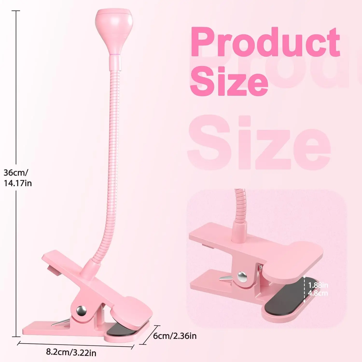 USB Rechargeable Clip-On Gooseneck Nail Lamp, 4-Level Dimming for Fast UV Gel Curing – Professional Nail Tool