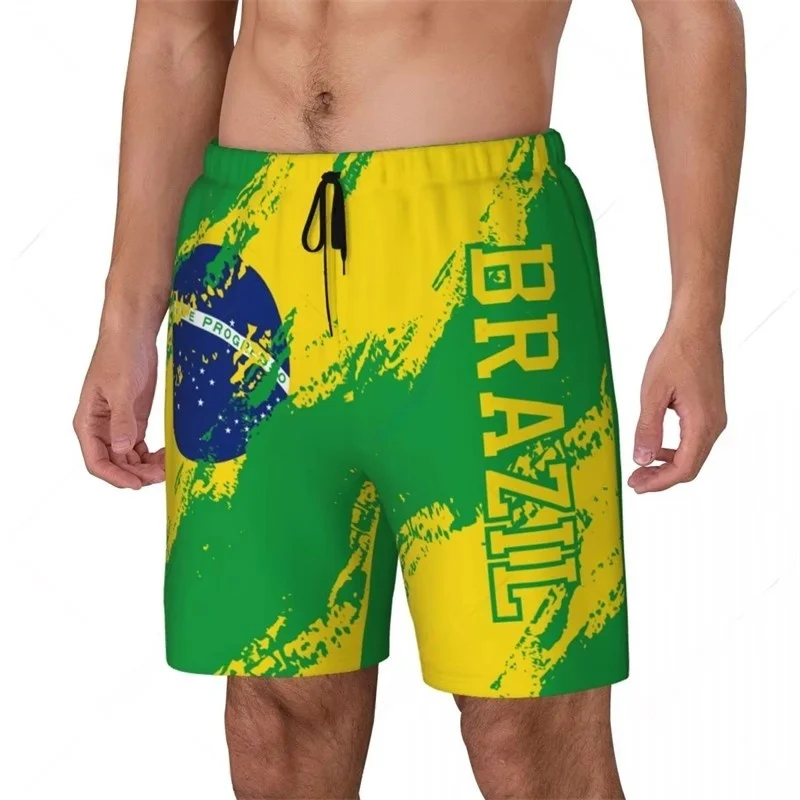 

Fashion Brazil Flag Beach Shorts Summer Casual Men Women 3D National Emblem Printed Short Pants Loose Quick Dry Swim Trunks