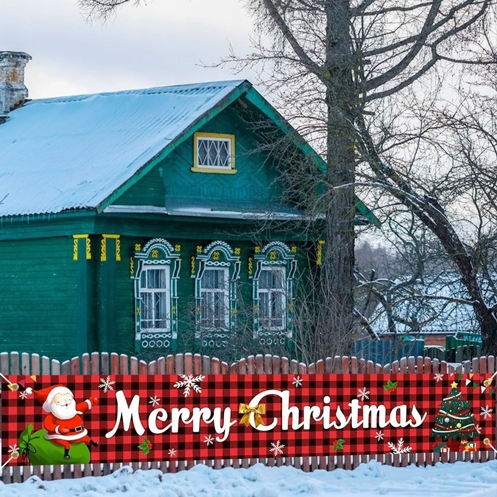 Merry Christmas Santa Claus Christmas Banner Festive Ornament Snowman Xmas Hanging Flag Navidad Noel Outdoor Banner Indoor