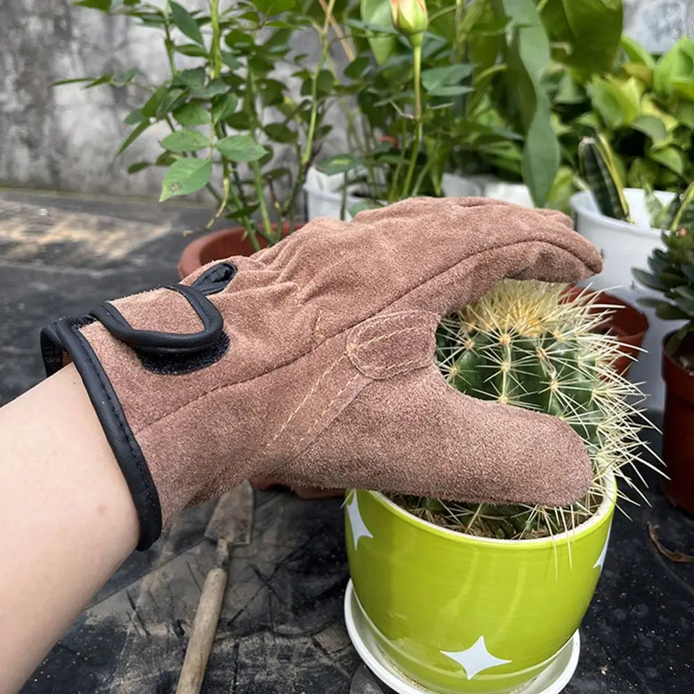 سلامة جلد البقر الرجال قفازات العمل قبضة قوية سميكة الثقيلة قفازات ارتداء قفازات أمان مقاومة الحماية الأمنية #2