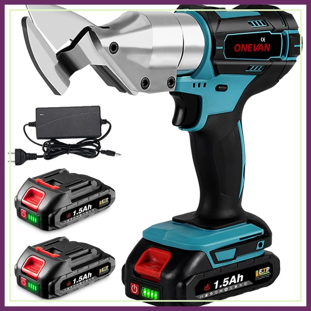

Cordless Metal Shear, Heavy Duty Electric Scissors for Cutting Metal, Iron, Stainless Steel, Carpet and Cardboard-Variable Speed with 2x 21V 1500mAh Batteries