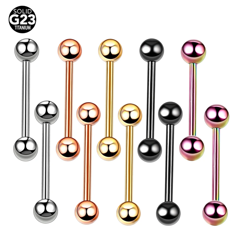1Pc G23 Titanium Industrial Barbell Ring Tongue Nipple Bar Piercing Ear Tragus Helix Ear Piercing Body Women Jewelry 4-38mm