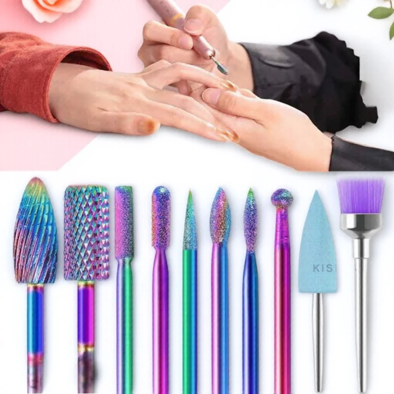 

10Pcs Set Tungsten Carbide Nail Drill Bits for Manicure Pedicure Home Salon Professional Use