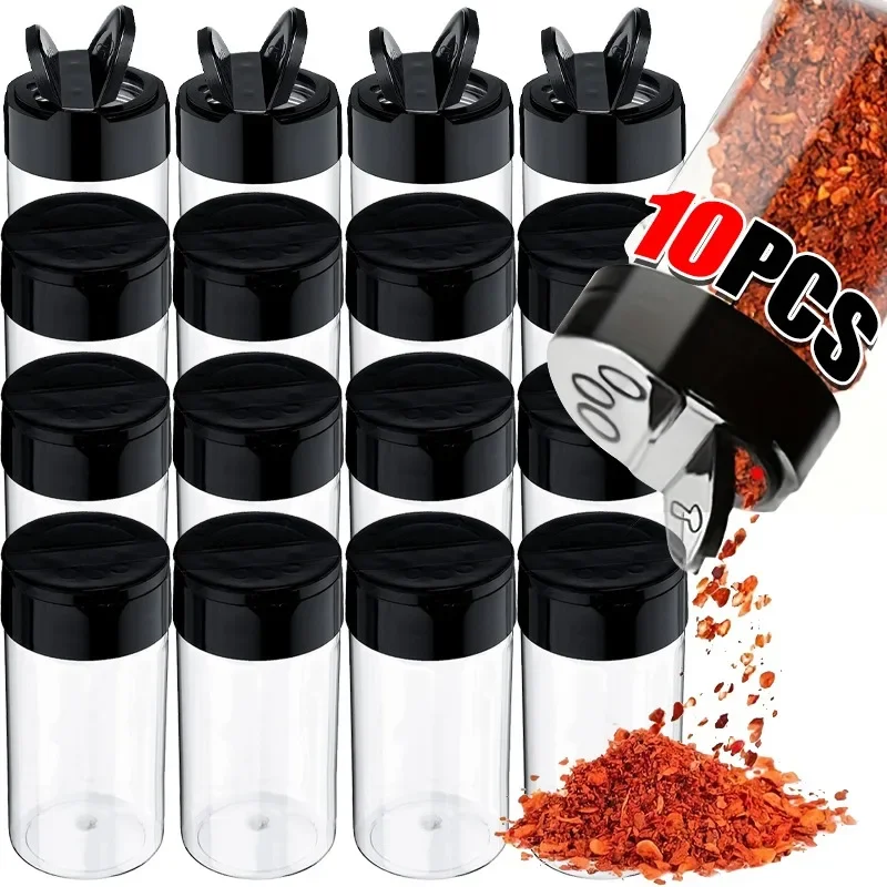 1-10x Clear Plastic Spice Jar with Shaker Lids Home Kitchen Seasoning Containers for Kitchen Storing Spice Salt Powders Bottles