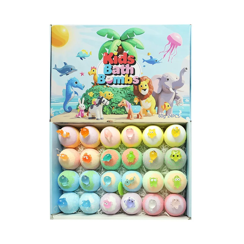 Kids Bath Bombs with Glow in The Dark Bath Toys Inside, Scented Bubble Bath Fizzers Gift Set