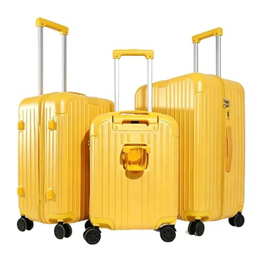 

Luggage Sets 3 Pcs, Suitcases with Wheels, USB Charging Port And Cup Holder, 3 Pcs Hard Shell Lightweight Luggage, 20/24/28 Inc