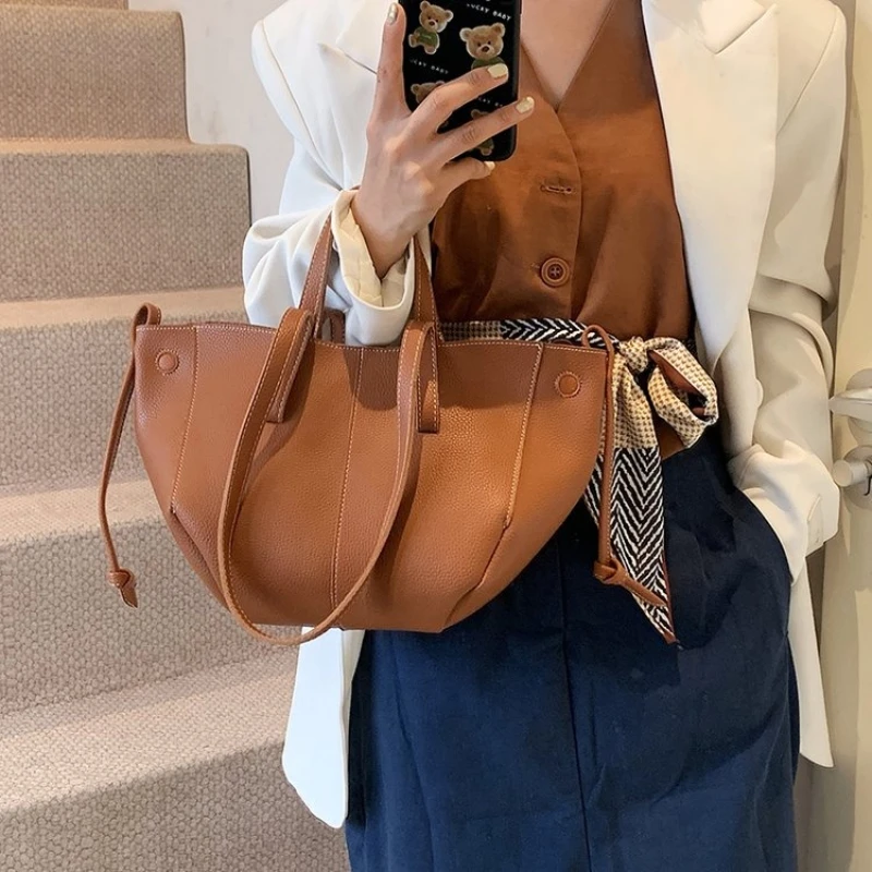 Damen Alltags-Stil Echtleder Kordelzug-Tragetasche, für Arbeit, Reisen, Täglichen Pendelverkehr & Lässiger Street-Style Tasche für Frauen
