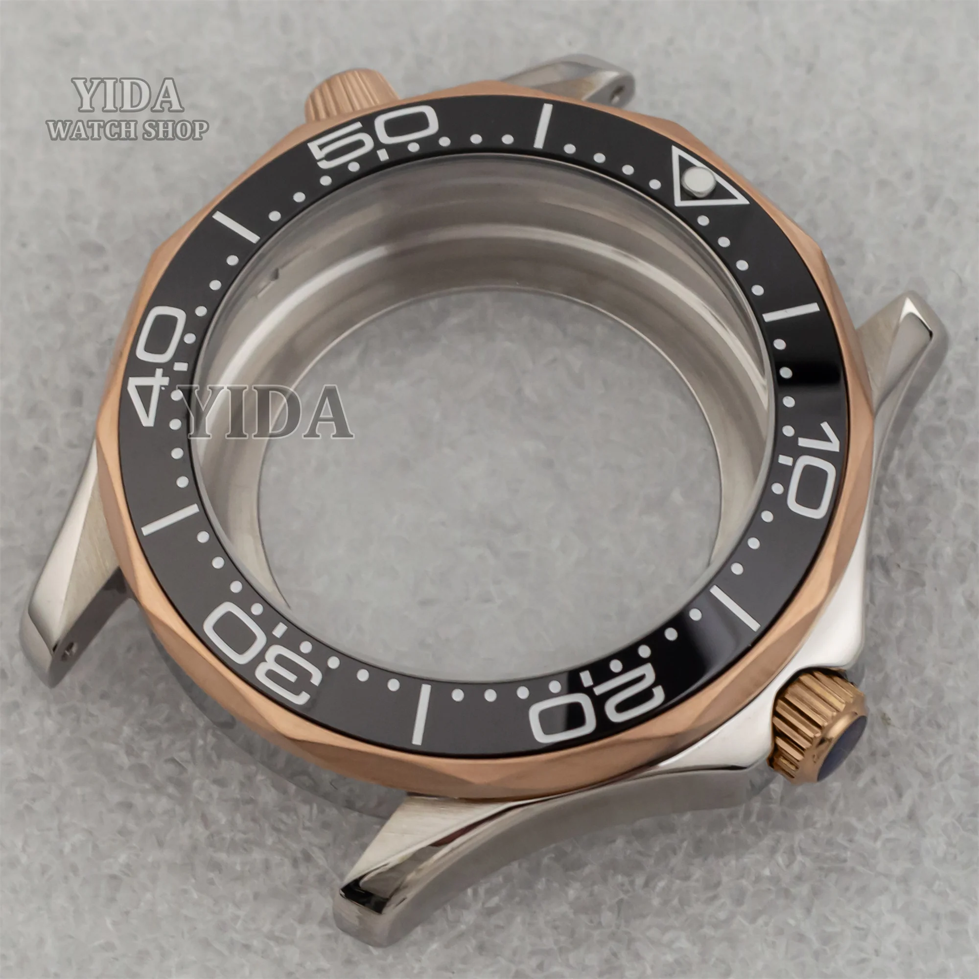 Para seamaster 300 caixa de relógio 41mm prata rosa ouro caso nh35 nh36 movimento automático 100m waterpoof mod peças relógio acessórios