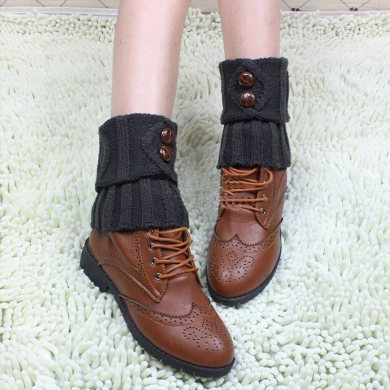 محبوك جورب يغطي المألوف التمهيد يغطي المرأة الجديدة نمط قصير الماس على شكل الوجه أكثر من 2 زر غطاء للقدم الدافئة #1