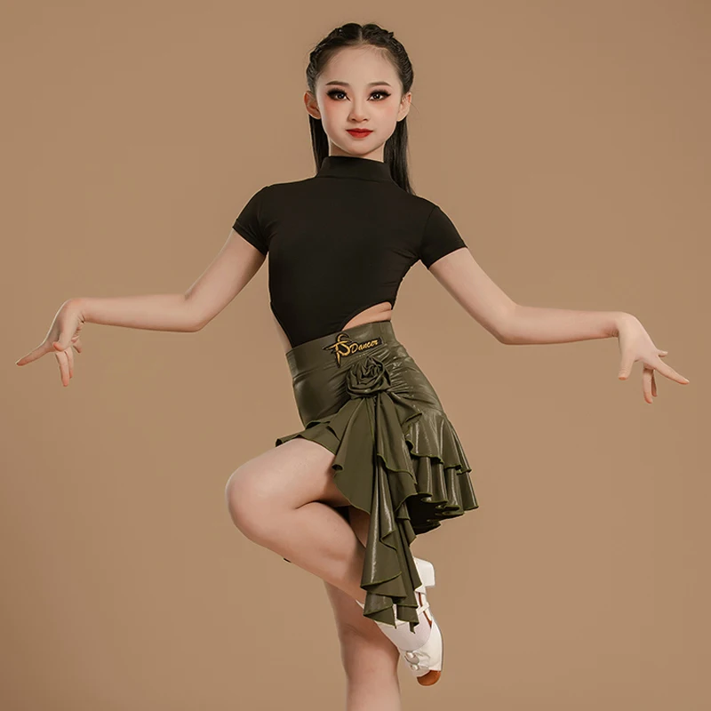 Girls Short Sleeved Latin Dance Competition Clothes For Kids Performance Dancing Costume Child Ballroom Dance Dresses SL12118