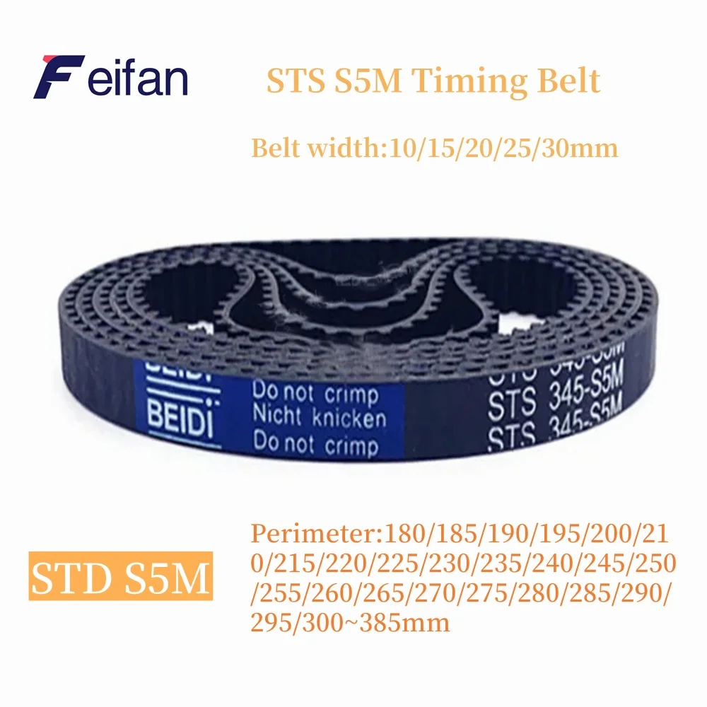 

1pc STS S5M Rubber Timing Belt Length 180 185 190 195 200 210 215 220 225 230-385mm Width 10 15 20 25 30mm Loop Synchronous Belt